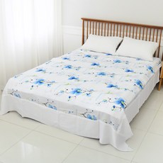 花朵圖案人造絲夏季薄被, C型-藍色