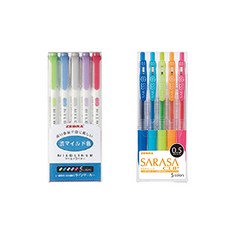 ZEBRA 斑馬牌 溫和眼線 5 色套組 NC + Sarasa Clip 5 色套組 0.5mm, 混色, 1套