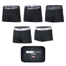 MICHIKOLONDON 男士黑色包裝四角內褲5件組+收納袋