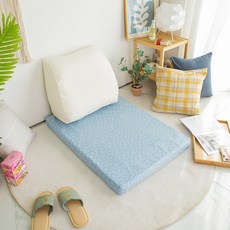 Dranche 扎實記憶棉跪拜坐墊 108拜祈禱坐墊 大型, 純棉 花漾藍