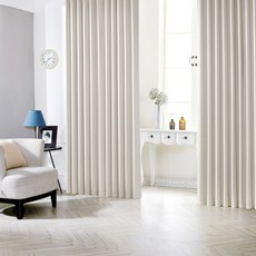 SIWOO DECO 夏洛特穿環式遮光窗簾 2入 + 窗簾綁帶 2入組, 打孔型, 象牙白色