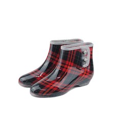 寶生 女用雨鞋, 紅色格紋, 235