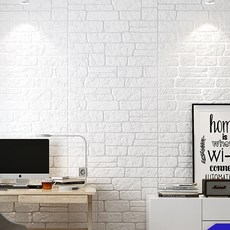 PEONIST 磚紋隔熱泡棉壁貼, 白色, 4個