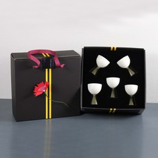 Dalsogeum 韓國製杏仁把手燒酒杯 50ml, 白色 + 綠色, 5個