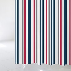 디자인수풀 북유럽 스타일 샤워커튼 sc313 1520 x 1880 mm + 플라스틱 고리 12p + 화이트 커튼봉 풀세트, 혼합색상, 1세트, 멀티(혼합)컬러