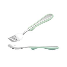 LILFANT 握力訓練叉匙餐具組 LF7009, 薄荷綠, 湯匙+叉子