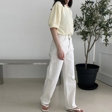 Bori 퍼프 소매 데일리 임부 반팔 티셔츠 N900