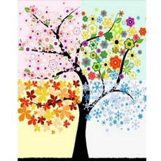 Allode 華麗四季樹 DIY 鑽石畫 圓鑽 40 x 50 cm, 07