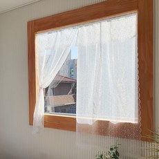 Keoteungeurigo 魔鬼氈式蕾絲荷葉邊遮蔽簾 刺繡魔鬼氈窗簾, 2 荷葉邊 滿天星