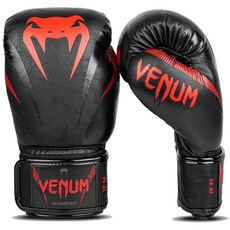VENUM 衝擊拳擊手套, 黑+紅, 1雙