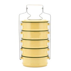 琺瑯便當盒 大型 5層, 黃色的, 1個