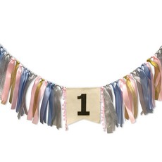 하이어리 셀프 돌잔치 벽장식 패브릭 가랜드, 블루 + 핑크, 1개