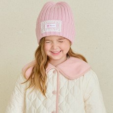 hejmini 女童亮點蝴蝶結蕾絲毛線帽