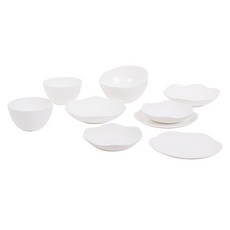 HANKOOK CHINAWARE White Bloom Daon 雙人餐具, 白色, 10入, 1套
