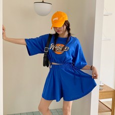 女款Trefe短袖印花抽繩運動上下套裝 cpset2822k35