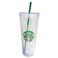 STARBUCKS 星巴克 雙層透明吸管冷飲杯, 透明, 710ml