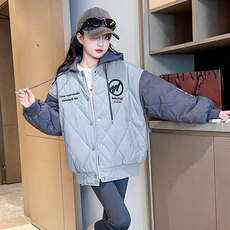 Orenjidamom 女童 SHUYUJ 標誌絎縫拼色夾克