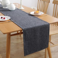 바른리빙 린넨 테이블러너, 블랙, 1개, 30 x 180 cm