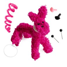 yarna 철사인형 + 핀타입 인형눈 4mm x 2p + 컬러미니삼각코 2종 + 컬러와이어링 모루 뽀글이 강아지 인형 만들기 세트, 1세트, 핫핑크 + 화이트 + 블랙 + 핑크