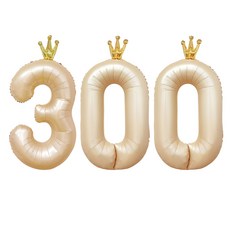joyparty 生日派對皇冠數字氣球 大型 93cm 300, 拿鐵色, 1個