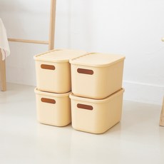 BONOHOUSE 食品儲藏室收納盒, 4個, 奶油黃