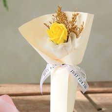 ScentBasket 不凋謝鮮花 永生花 迷霧藍 香皂花 單支 花束, 黃色