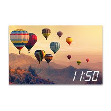 홈마인 캔버스 프린팅 액자 LED 시계 놀이공원 앤 열기구 800 x 500 mm, HM-PARK-02