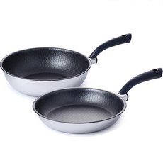 Altenbach 電磁爐適用六角紋五層平底鍋組 2入, 1組, 混色, 煎鍋28cm+宮廷鍋28cm