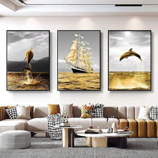 Kkokkong E Mall 客廳沙發 背景 臥室 餐廳 室內裝飾 畫框 3件組 J款 1-1.5m, 黑色