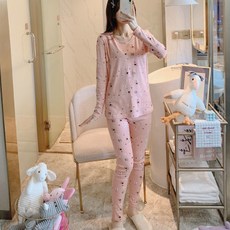 女款孕婦可哺乳樹木圖案睡衣上下套裝