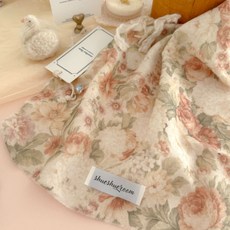 Syusyurum 韓國製造 寬幅磨毛棉 復古花園圖案布料, 1個, 磚紅色