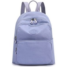 ADDEDIT 女款素色logo口袋後背包 淺藍色 輕巧耐用 時尚簡約