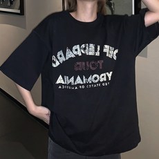 페이릿 여성용 통기성 라운드 오버핏 프린팅 티셔츠