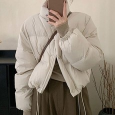 女款高領簡約短版鋪棉外套
