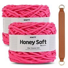니뜨 허니 소프트 뜨개실 190g x 2p + 골드링 숏가죽 스트랩 세트, 01 핑크, 1세트