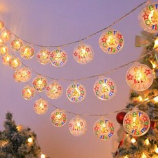 QLZHS 聖誕樹裝飾防水LED燈串3件組 3m 20燈, 圓形裝飾, 1個