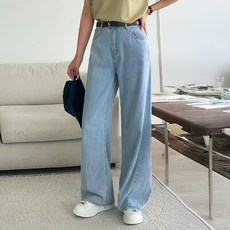 시크폭스 여성용 롱기장 우지 사이드 절개 와이드 데님팬츠 53DP674