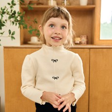 Kikimora 女童刷毛巧克力蝴蝶結T恤