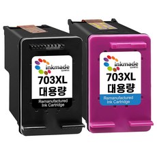 잉크메이드 703XL 대용량 호환잉크 2종 세트, 검정, 칼라, 1세트