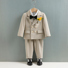 Orange Dadom 男童黑色領帶雙排扣夾克西裝5件組