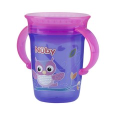 Nuby 防漏兒童學習杯 240ml, 紫色+粉色, 1個