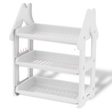 Market Plan 簡單的木形狀多用途架子架 3層, 白色, 1個