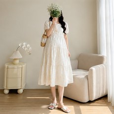 I Can Simple 佛羅倫西亞荷葉邊孕婦長洋裝