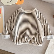 JOYMULTI 孩童條紋圓領長袖T恤