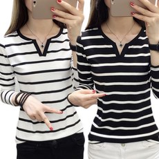 Sonio 女款 Arco 條紋長袖T恤 兩件組