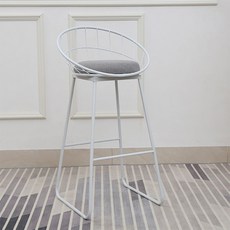 애비뉴굿즈 인테리어 바의자 75cm, 화이트바디 그레이쿠션, 1개