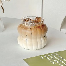 法式瑪爾斯線條玻璃飲料杯 大容量居家咖啡館果汁杯 410ml 小號, 1個, 透明