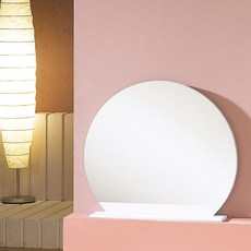 Woodwell 立式圓形鏡子, 白色的