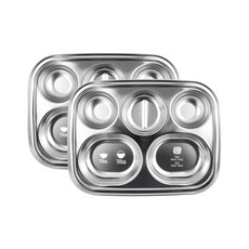 身材管理不鏽鋼小卡路里餐盤 2個, 單一顏色