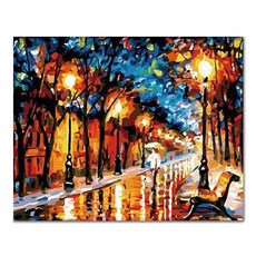 ADICO DIY油畫 秋夜雨中 PH18 50 x 40 cm, 混色, 1個